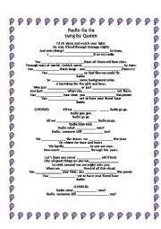 English Worksheet: Verbs - Radio GaGa song