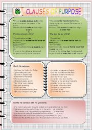 English Worksheet: Clauses of purpose