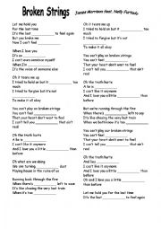 English Worksheet: Broken strings- song