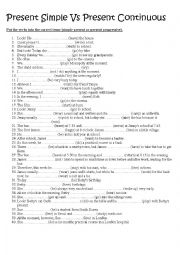 English Worksheet: present simple Vs Present continuous