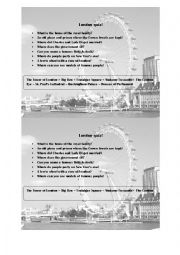 English Worksheet: London Quiz