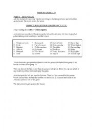 English Worksheet: Potato Game - Vegetables