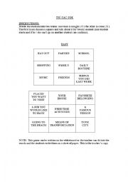 English Worksheet: Tic - tac - toe