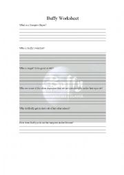 English Worksheet: Buffy the Vampire Slayer Episode 1 Worksheet