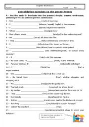 Consolidation exercises on the present tenses (with Key)