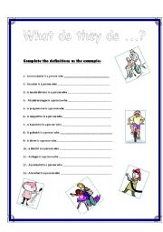 English worksheet: what do they do