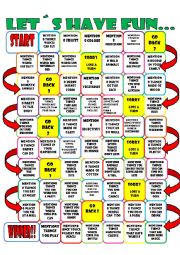 English Worksheet: vocabulary review board game