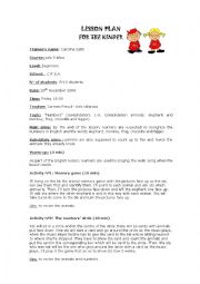 English worksheet: lesson plan monkey