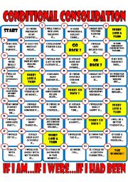 English Worksheet: CONDITIONAL CONSOLIDATION BOARD GAME