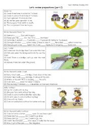 PREPOSITIONS review: from to / over under / with without / on off