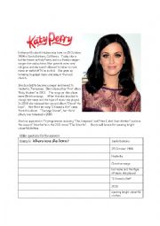 English Worksheet: Katy Perry