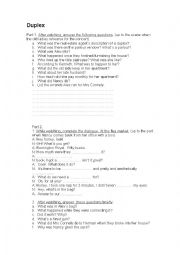 English worksheet: Duplex Video worksheet