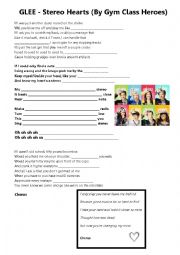 English Worksheet: SONG Glee - Stereo Hearts