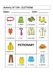 English Worksheet: No 104 CLOTHING