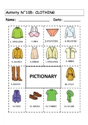 English Worksheet: No 105 CLOTHING