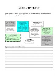 English Worksheet: MUST, HAVE TO activity