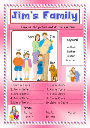 English Worksheet: Jims Family