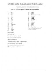 English worksheet: INTERVIEW TRINITY GRADE 1 AND 2  GRAMMAR AND VOCABULARY