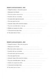 English worksheet: PRESENT AND PAST PASSIVE TRANSFORMATIONS TEST