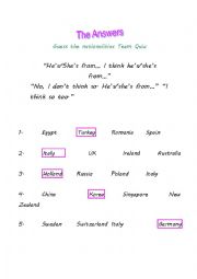 English Worksheet: Where Are They From?