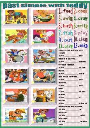 English Worksheet: past simple with teddy
