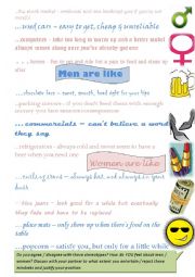 English Worksheet: What Men & Women Are Like