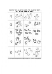 English Worksheet: Copuning to 5
