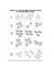 English worksheet: Copuning to 5