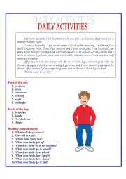 English Worksheet: Daily Activities