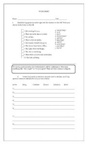 English worksheet: Tag question worksheet