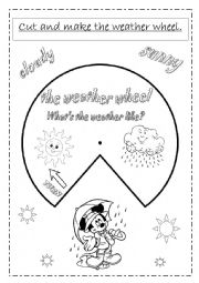 English Worksheet: the weather wheel (2 pag)