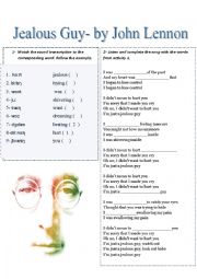 English Worksheet: Jealous Guy- past Continuous