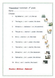 English worksheet: Prepositions