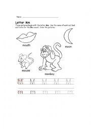 English worksheet: LETTER Mm