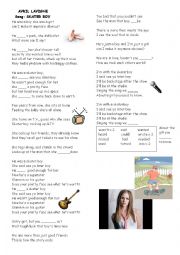 English Worksheet: skater boy. Song Avril Lavigne. Simple Past tense