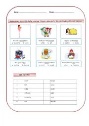 English Worksheet: Synonyms and antonyms 