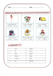 English Worksheet: Synonyms and antonyms 