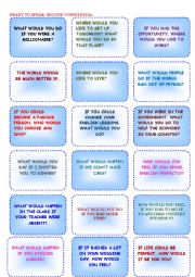 English Worksheet: SECOND CONDITIONAL SPEAKING CARDS