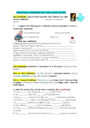 English Worksheet: conditional sentences and time clauses exercises