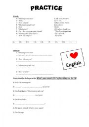 English Worksheet: Greetings practice