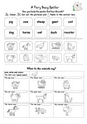 English Worksheet: The Very Busy Spider (colour,Cut and Paste Exercise) 