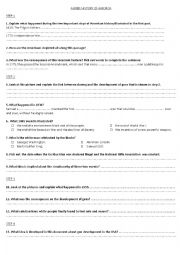 English Worksheet: a brief history of America