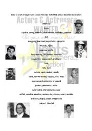 English worksheet: Movie stars qualities