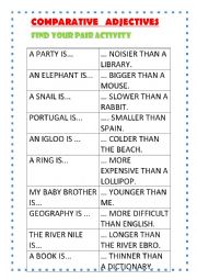 English Worksheet: COMPARATIVE ADJECTIVES