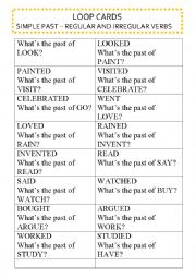English Worksheet: LOOP CARDS ON SIMPLE PAST - REGULAR AND IRREGULAR VERBS