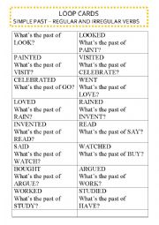 LOOP CARDS ON SIMPLE PAST - REGULAR AND IRREGULAR VERBS