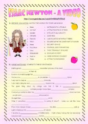 English Worksheet: Isaac Newton - a video