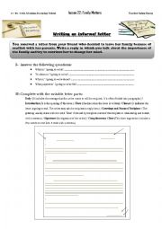 English Worksheet: how to write an informal letter
