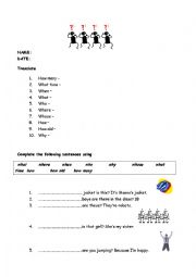 English Worksheet: wh- questions: review