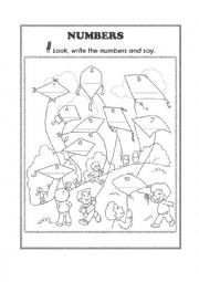 English Worksheet: write the numbers